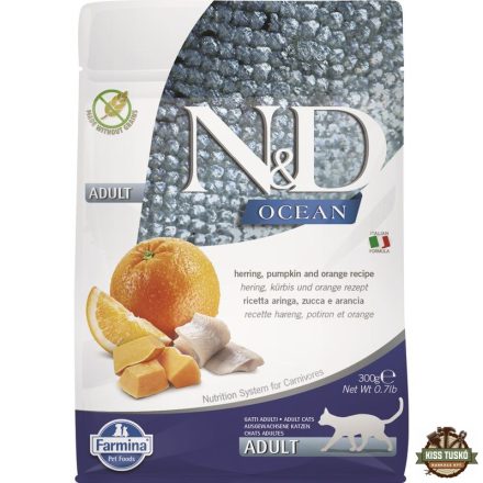 N&D Cat Ocean hering, sütőtök, narancs adult 300g