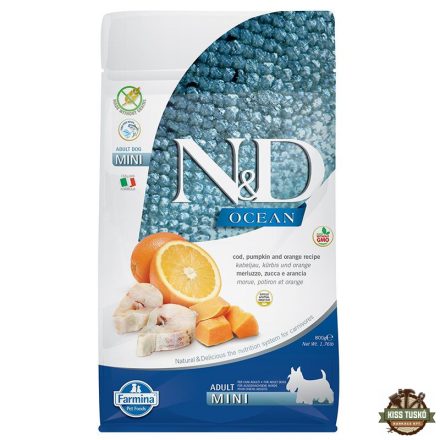 N&D Dog Ocean tőkehal, sütőtök & narancs adult mini 800g