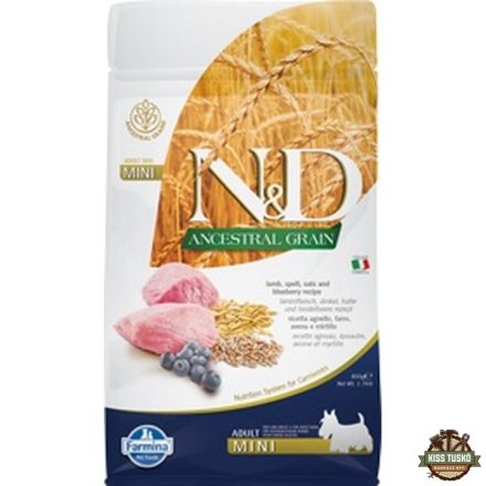 N&D Dog Ancestral Grain bárány, tönköly, zab & áfonya adult mini 800g