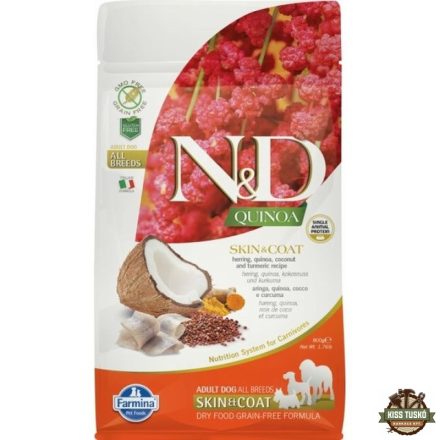 N&D Quinoa Dog Skin & coat hering & coconut adult mini 800g