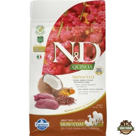 N&D Quinoa Dog Skin & coat vadhús & kókusz Adult mini 800g