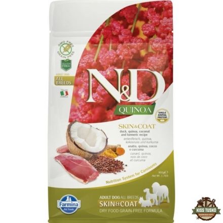 N&D Quinoa Dog Skin & coat kacsa & kókusz adult mini 800g