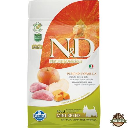 N&D Dog Grain Free vaddisznó & alma sütőtökkel adult mini 800g