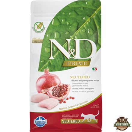 N&D Cat Prime csirke & gránátalma adult ivartalanított 1,5kg