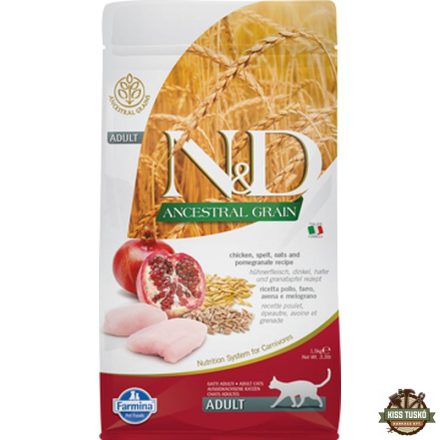 N&D Cat Ancestral Grain csirke, tönköly, zab & gránátalma adult 1,5kg