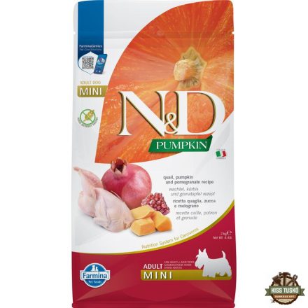 N&D Pumpkin Dog fürj & sütőtök,gránátalma adult mini 2kg