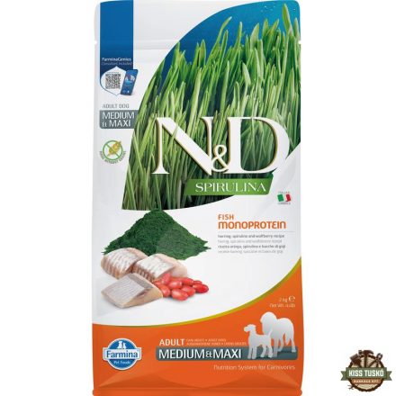 N&D Spirulina Dog hering adult medium/maxi 2kg