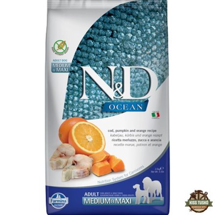 N&D Dog Ocean tőkehal, sütőtök & narancs adult medium/maxi 2,5kg