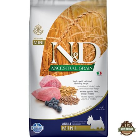 N&D Dog Ancestral Grain bárány, tönköly, zab & áfonya adult mini 2,5kg