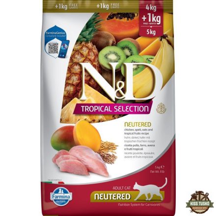 N&D Tropical Selection Cat Chicken Neutered Adult 4+1kg