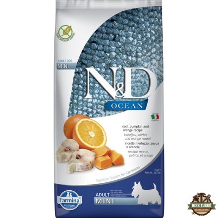 N&D Dog Ocean tőkehal & narancs és sütőtök adult mini 7kg