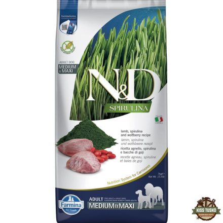 N&D Spirulina Dog bárány adult medium/maxi 7kg