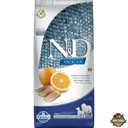 N&D Dog Ocean Hering & narancs Adult Medium & maxi 12kg
