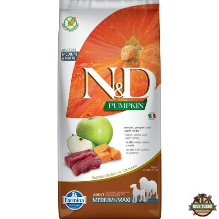 N&D Pumpkin Dog szarvas & sütőtök,alma adult medium & maxi 12kg