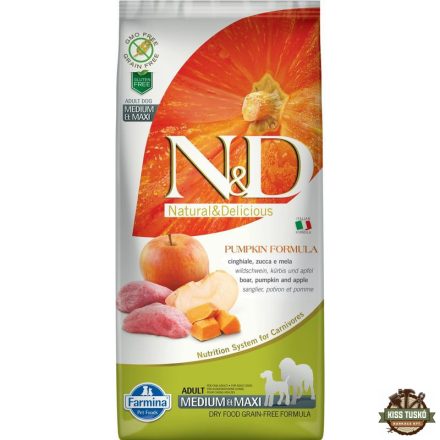 N&D Dog Grain Free vaddisznó & alma sütőtökkel adult medium/maxi 12kg