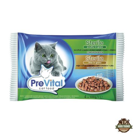 Prevital Alutasakos Macskaeledel Steril Máj-Baromfi 4x100gr Multipack