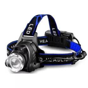   DeLux LED fejlámpa, fókuszálható, alu fejegység, 550 lm2 db 18650 li-ion akkumulátorral, 3funkció (kis/nagy fényerő és SOS jel) IP44
