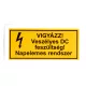 Matrica - Veszélyes DC feszültség