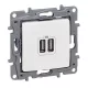 Legrand Niloé kettős töltőaljzat, USB-A, fehér, 3A, 15 W 764594