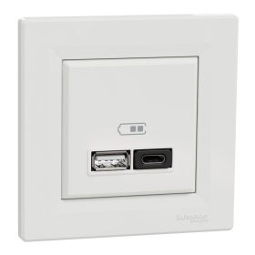   Schneider Asfora kettős töltőaljzat, USB-A + USB-C, max. 45W, fehér EPH2700421