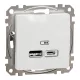 Schneider Sedna kettős töltőaljzat, USB-A + USB-C, 2,4A, fehér SDD111402