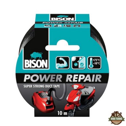 BISON Power Repair Szöveterősített Ragasztószalag, fekete, 10m