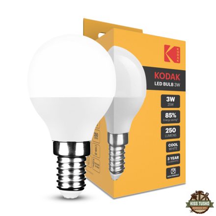 KODAK Max LED Izzó Globe Mini G45 3W E14 270° 4000K (250 lumen)