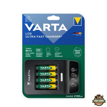 VARTA Akkutöltő Gyorstöltő + 4x2100mAh AA 15 perces (AA/AAA)