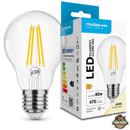 Modee LED Izzó Filament A60 4W E27 360° 4000K (470 lumen) ERP