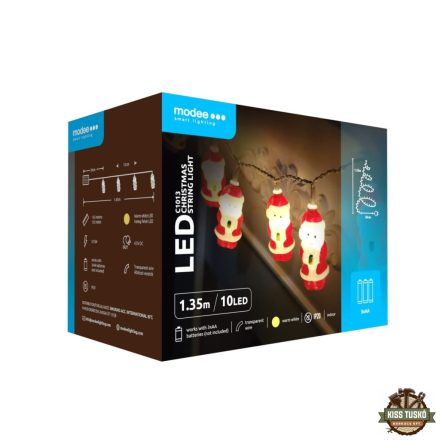 Modee Karácsonyi LED Füzér Plastic Elemes C1013 (10LED/1,35m/15cm) warm