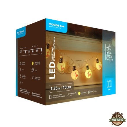 Modee Karácsonyi LED Füzér Plastic Elemes C1014 (10LED/1,35m/15cm) warm