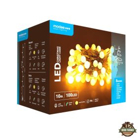   Modee Karácsonyi LED Füzér Berry Plastic Adapteres (100LED/10m/10cm) warm