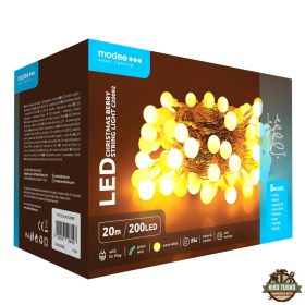   Modee Karácsonyi LED Füzér Berry Plastic Adapteres (200LED/20m/10cm) warm