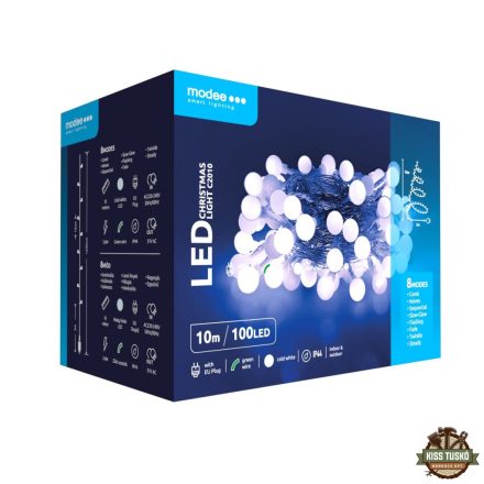 Modee Karácsonyi LED Füzér Berry Plastic Adapteres (100LED/10m/10cm) cold