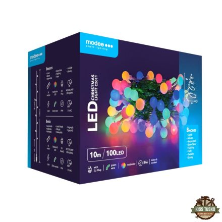 Modee Karácsonyi LED Füzér Berry Plastic Adapteres (100LED/10m/10cm) multicolor