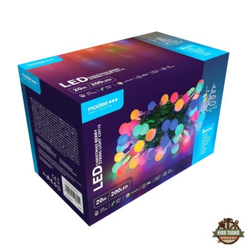 Modee Karácsonyi LED Füzér Berry Plastic Adapteres (200LED/20m/10cm)multicolor