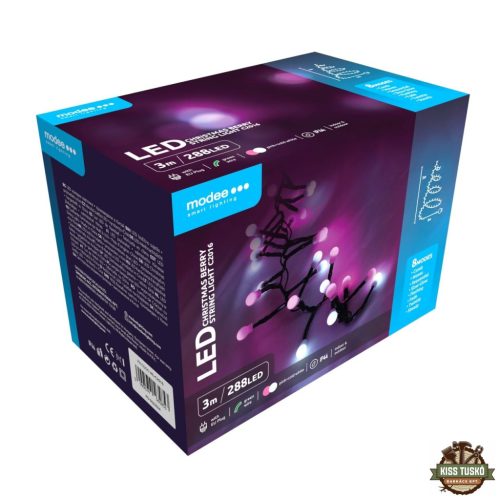 Modee Karácsonyi LED Füzér Berry Plastic Adapteres C2016 (288LED/3m) pink+cold