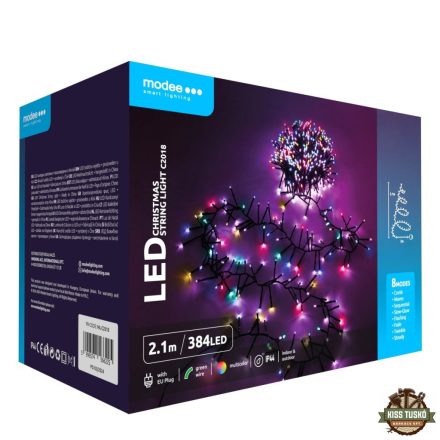 Modee Karácsonyi LED Füzér Plastic Adapteres C2018 (384LED/2,1m) multicolor