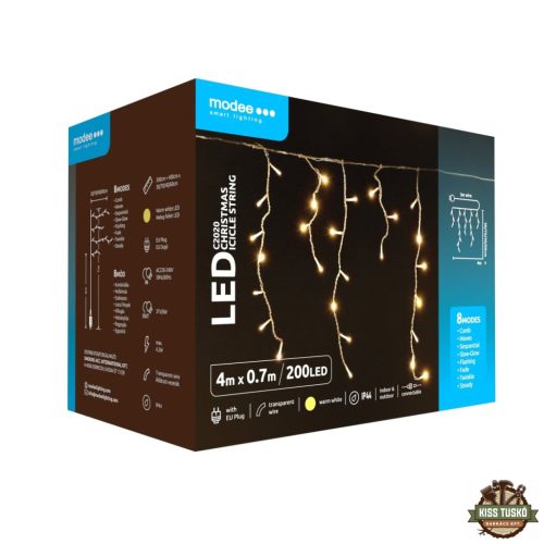 Modee Karácsonyi LED Füzér Adapteres C2020 Bővíthető (200LED/4m/H70cm) warm