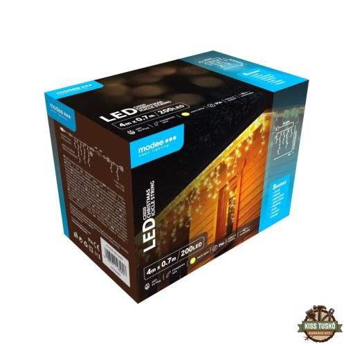 Modee Karácsonyi LED Füzér Adapteres C2020 Bővíthető (200LED/4m/H70cm) warm