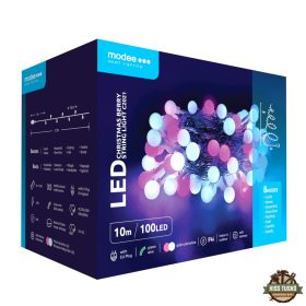   Modee Karácsonyi LED Füzér Berry Plastic Adapteres (100LED/10m/10cm) pink/cold