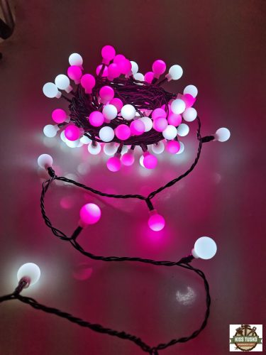 Modee Karácsonyi LED Füzér Berry Plastic Adapteres (100LED/10m/10cm) pink/cold