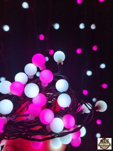 Modee Karácsonyi LED Füzér Berry Plastic Adapteres (100LED/10m/10cm) pink/cold