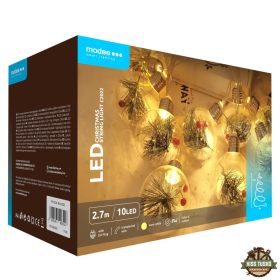   Modee Karácsonyi LED Füzér Dekor Adapteres C2022 (10LED/270cm/30cm) warm