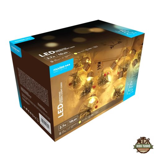 Modee Karácsonyi LED Füzér Dekor Adapteres C2022 (10LED/270cm/30cm) warm