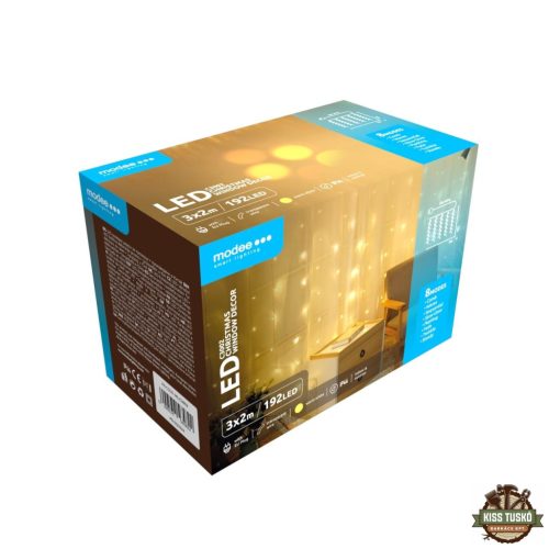 Modee Karácsonyi LED Dekoráció Ablakra Adapteres C3002 (192LED/3m x 2m) warm