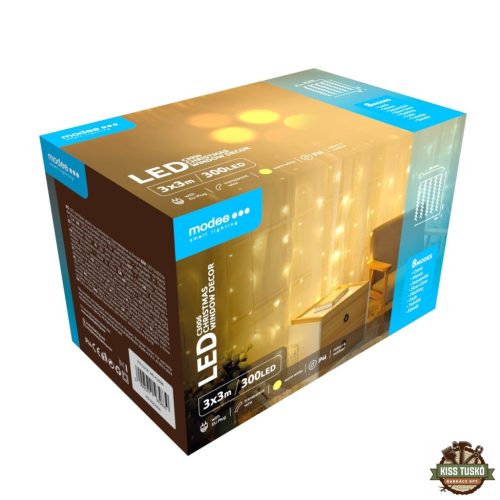Modee Karácsonyi LED Dekoráció Ablakra Adapteres C3006 (300LED/3m x 3m) warm