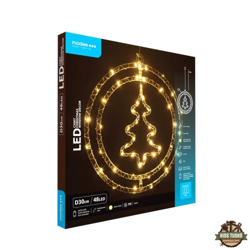 Modee Karácsonyi LED Dekoráció Ablakra Elemes C3007 (48LED D30cm)