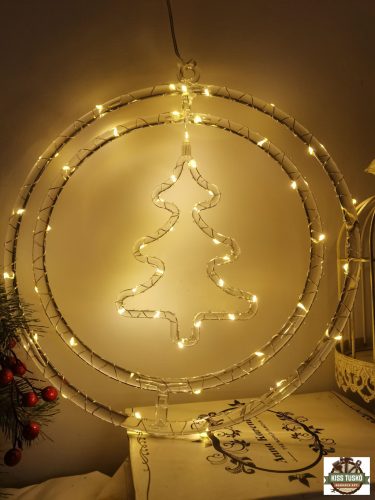 Modee Karácsonyi LED Dekoráció Ablakra Elemes C3007 (48LED D30cm)