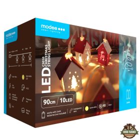   Modee Karácsonyi LED Füzér Dekor Elemes C3010 (10LED/90cm/10cm) warm
